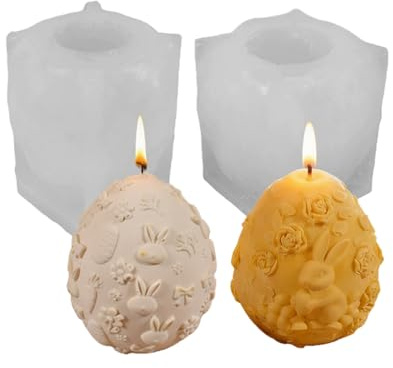 Mecmbj Kerzenformen zum Gießen, 2 Stück Kerzenform Weihnachten, Silikonform Weihnachtsbaum, DIY Silikonformen Kerzen für DIY Duftkerze, Weihnachten Handwerk Ornamente(Weihnachtsbaum) (Osterei)