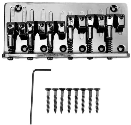 6 - String Bass Bridge, Elektrischer Bass Saitenhalter, Schwarz - Verbesserte Stabilität, Einstellbare Sättel, Für 6 - Saitige E - Bässe (Schwarz)