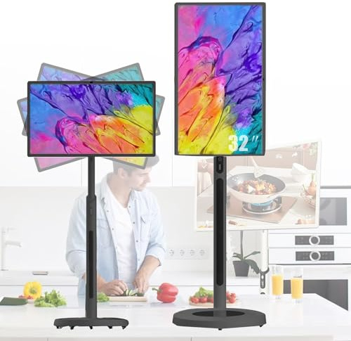 Televisor inteligente portátil inalámbrico con ruedas de 32 pulgadas, televisor con pantalla táctil y tableta en uno, con cámara HD de 13 MP, Android 13, batería de 4 a 6 horas, 8 GB + 128 GB Black