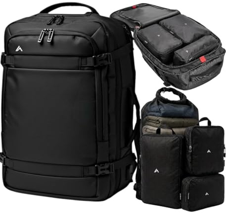 + Zermatt - HØRN Mochila de viaje y trabajo, mochilas de viaje cabina avion extensible hasta 45x30x25 SET Equipaje de Mano. Backpack para portatil laptop de 15.6-17 para gimnasio