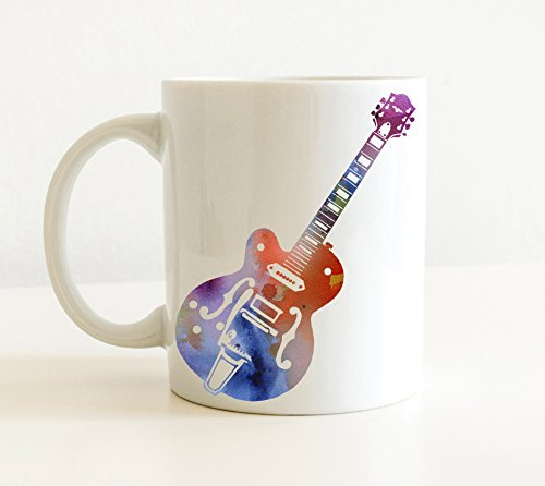 Electric Guitar Coffee Mug Ceramic Travel Mug Unique Tea Cup Fun Gifts for Office Mom Anniversary Celebration 330Ml