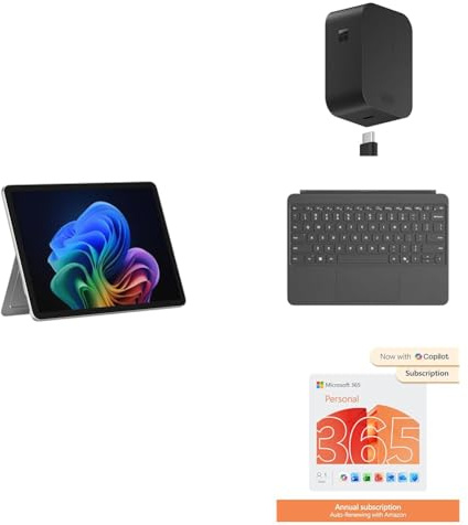 Microsoft Surface Pro | Copilot+ PC | 12” LCD Touchscreen | Snapdragon® X Plus | 16GB Memory | 256GB SSD + 45W USB-C Wall Charger + Surface Keyboard 365 Personal – Productivity Bundle