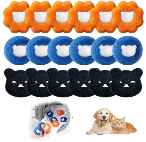 18 Pcs Pet Hair Remover Washing Machine, Reusable Lint Catcher, Washing Machine Hair Catcher, Effectively Removal Cat, Dog and Other Hair From Bedding, Clothes