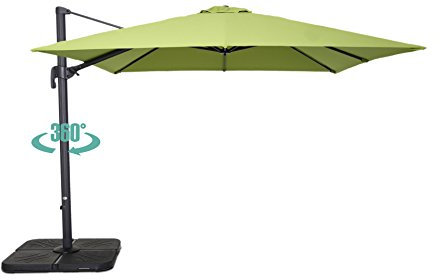 Oviala Parasol déporté Rotatif 3 x 3m en Aluminium Vert