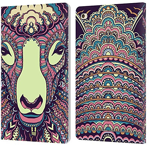 Head Case Designs Oveja Caras Animales Aztecas 2 Carcasa de Cuero Tipo Libro Compatible con Apple iPad Mini 4
