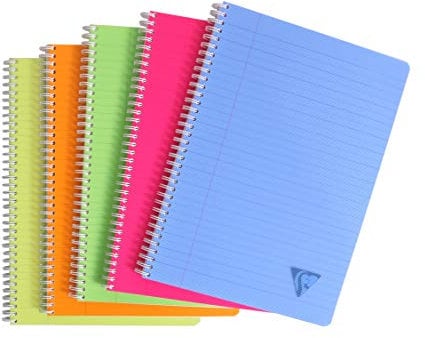 Clairefontaine 328145C Linicolor Fresh Collection A Spiralnotizbuch – A4 21 x 29,7 cm – 100 linierte Seiten mit Rand – weißes Papier 90 g – transparenter Polypro-Einband – zufällige Farbe, 1 Einheit