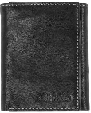 Steve Madden Herren Leather RFID Wallet Extra Capacity Attached Flip Pocket Geldbörse, Schwarz (Antiquität)