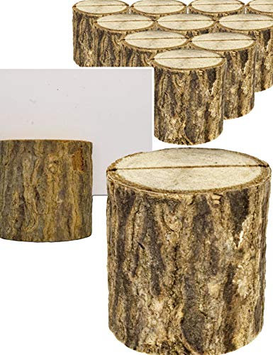 HomeTools.eu® Karten-Halter Baum-Stämmchen, Tisch-Aufsteller, echt Holz, 3.5 x 3 cm, 10er Set