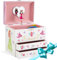 Jewelkeeper Prinzessin Spieluhr Schmuckkästchen mit 2 Schubladen - Schmuckschatulle Mädchen mit drehendem Prinzessin - Schmuckkasten Mädchen mit Spieluhr Zuckerfee Melodie