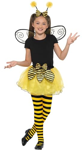 Smiffys Hummel-Kit, Schwarz und Gelb, mit Tutu, Flügeln und Stirnband Halloween und Karneval