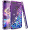 LeYi Hülle für Huawei P Smart 2018/für Huawei P Smart/Enjoy 7s Handyhülle mit Hartglas, personalisierbar Flüssigkeit Schutzhülle Pailletten Case Transparent Silikongel stoßfest Cover, Kawaii