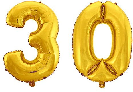 WeAreAwesome Folien-Ballon Luft-Ballon Zahl 30 Gold 60CM XL Aufpusten Geburtstag Jubiläum Jahrestag Feier