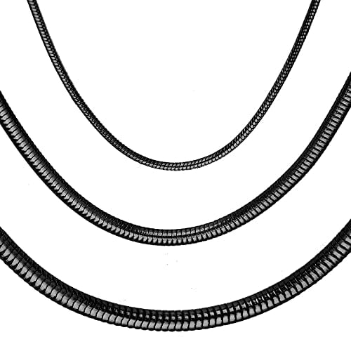 Max Palmer Schlangenkette Edelstahl schwarz - [36.] Dicke: 3,2mm - Länge: 40cm