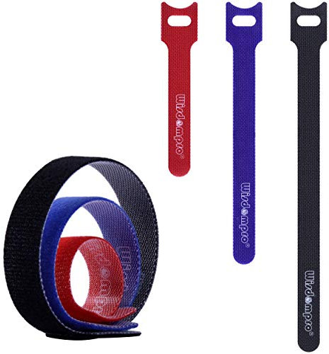 Wisdompro 60 Pack Reusable Cable Ties, Adjustable Releasable Hook and Loop Cable Straps Organiser for PC Cable Management, Organizing Cords, TV, Desk (4-6-8 Inch, Each 20 Pack)