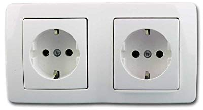 EKONOMIK Doppel-Steckdose weiß Schutzkontakt 250V~/16A