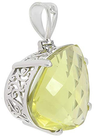 Pendentif en argent sterling 925 de qualité supérieure en quartz citron semi-précieux en forme de coupe mangue à la main pour les femmes | Pendentif tardif | Pendentif de créateur.