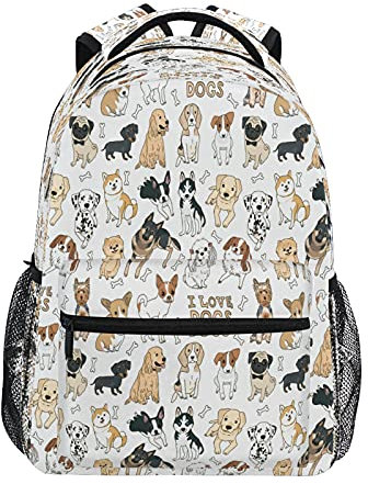 Laptop Backpack Backpacks School Bookbag School Bag Book Bags Travel Daypack Shoulder Bag, Dog, Medium