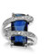 Homxi Damen Ringe Hochzeit,Geometrisch Rechteck Kristall Blau Zirkonia Versilbert Ring Blau Größe 52(16.6)