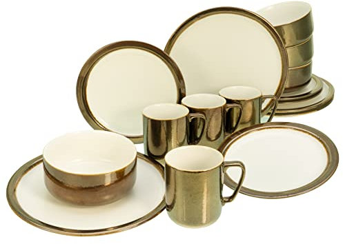 CreaTable, 23589, Serie MODERN INDUSTRIAL, weiß, 16-teiliges Geschirrset, Kombiservice aus Steinzeug, spülmaschinen- und mikrowellengeeignet, Qualitätsproduktion