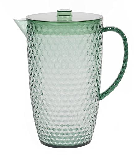 Cambridge CM07656GEU7 Fete Jarra con diseño de diamante, jarra de plástico sin BPA para exteriores, fiestas, casas de vacaciones y acampadas, verde