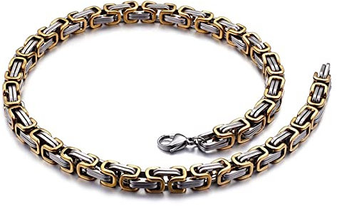 Aotiwe I Kette Männer, Ketten Schmuck Herren Dicke Schnalle In Form Einer Kette Silber Gold Edelstahl 6 mm 55 cm