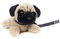Uni-Toys - Mops Plushie (mit Leine) - 21 cm (Länge) - Plüsch-Hund, Haustier - Plüschtier, Kuscheltier