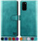 SUANPOT [RFID Schutz für Samsung Galaxy S20 Hülle PU Leder Handyhülle Lederhülle Klapphülle Kartenfach Flip Cover für Samsung S20 Handy hülle Leather Wallet Phone Case Blau Grün