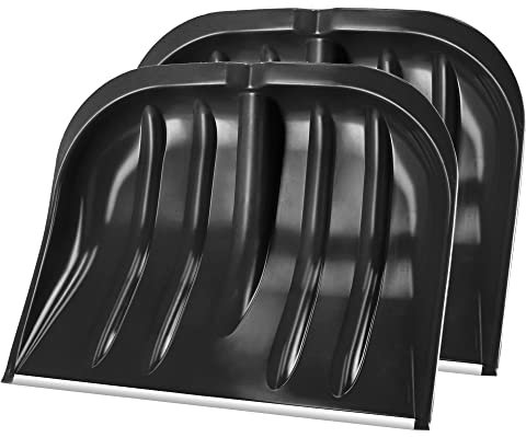 KADAX Schneespaten, 49 cm breit, Schneeschaufel ohne Stiel, Schneeschieber, Schneeräumer, Kunststoffschneeschaufel, Schneeschippe (2, Schwarz mit Blechkante)