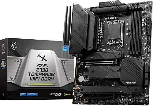 MSI MAG Z790 TOMAHAWK WIFI DDR4 Motherboard ATX - Supports Intel Core 12/13th Gen Processors, LGA 1700, DDR4 Boost (5333+MHz/OC), 1 x PCIe 5.0 x16, 1 x PCIe 4.0 x16, 4x M.2 Gen4, 2.5Gbps LAN, Wi-Fi 6E