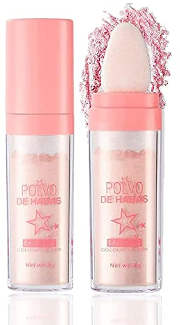 Polvo De Hadas Highlight Patting Powder Stick, Fairy Patting Puder, Haar Körper Glitzer Bombe, Gesicht Körper Highlighter Illuminating Powder Brighten Schimmer Puder Make-up (Fairy Pink)