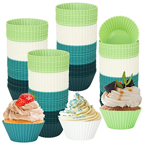 GOYADA Lot de 100 Moules à Muffin Réutilisables, Moules en Silicone pour Muffins, 4 Couleurs