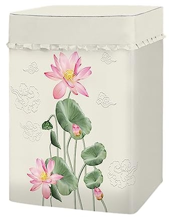 Odot Housse de Protection pour Machine à Laver Chargement par Le Haut Classique Couvre-Machine Protecteur Anti-Poussière Couverture pour Machine Lave-Linge Sèche-Linge (Feuille,XS (2-4.2kg))
