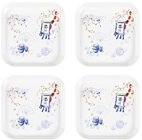 Küchenteller-Set aus Kunststoff für 4 wiederverwendbare Teller, Geschirr-Sets für Outdoor, Camping, Wohnmobil, Picknicks, Partys, Reisen, Schulen
