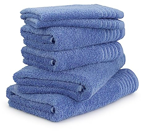 Möve Handtuchset New Classic 6-TLG Handtücher - 2X 30x50 cm + 2X 50x100 cm + 2x67x140 cm, 100% Baumwolle, Cornflower