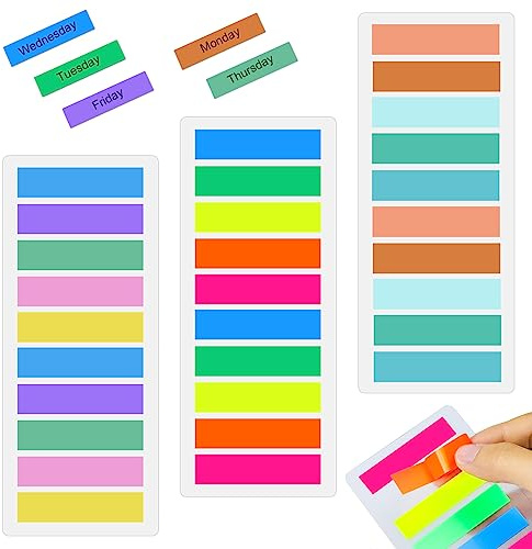 600 Stück Markierungen, selbstklebend, Anmerkung, Buch, wiederverwendbar, transparent, mit Lineal zum Lesen von Notizen, Büchern, Bürobedarf, Haus, Schule (3 Packungen – Morandi, Coloured,