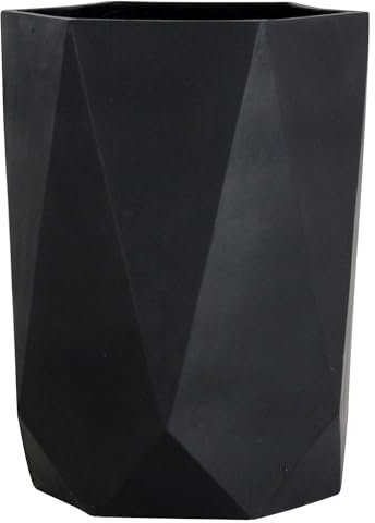 Olly & Rose Extra Large Plant Pot Geometric - Black Garden Planter Outdoor and Plant Pots Indoor - XL Flower Pot - H 45cm D 34cm