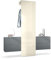 Vladon Garderobe Carlton Set 3, Made in Germany, Wandgarderobe aus Flur-Paneel & 2 Schubladen-Kommoden, Anthrazit matt/Creme Hochglanz (157 x 193 x 35 cm)