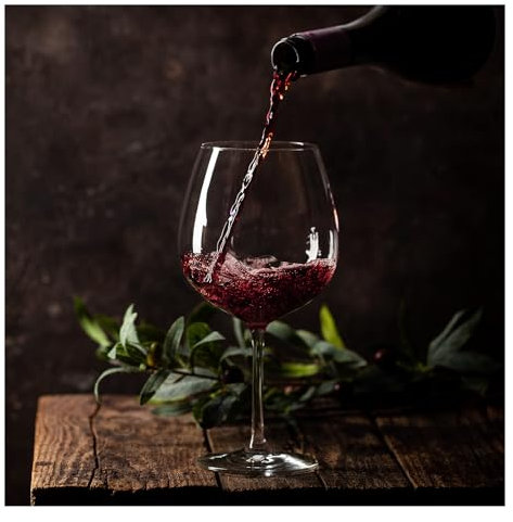 STYLER Glasbild Wine Pour | Küche Wandbild Glas Bild | einteilig 30x30 cm Quadratisch | Wein Weinglas Glas Rotwein mediteran | Küchenbild Dekoration modern vintage