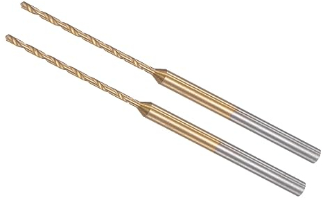 CoCud Mini Taladro Brocas Barrena 1mm Diámetro Taladro y 2.35mm Diámetro Vástago Recubierta Titanio para Micro Grabado (Aplicaciones: para Plástico y Trabajos Madera) 2 Uds