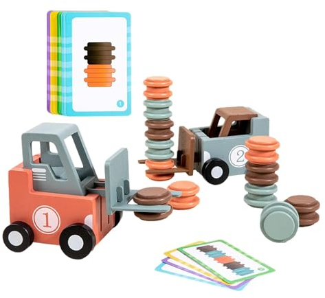 Fenteer Kinder-Gabelstapler-Spielzeug, Technik, Fahrzeug, Transport, Bildung, Entwicklung, Holz-Gabelstapler, Transportspiel, Feinmotorik-Spielzeug für Jungen