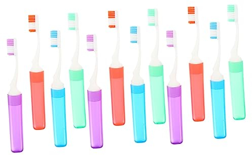 minkissy 12 Stk Reise Feine Zahnbürste Orale Zahnbürste Weich Outdoor-zahnbürste Trinkbare Zahnbürste Nylon-zahnbürste Reisen Zahnbürsten Zunge Zahnbürste Stahlstreben Pp Kind Faltbar