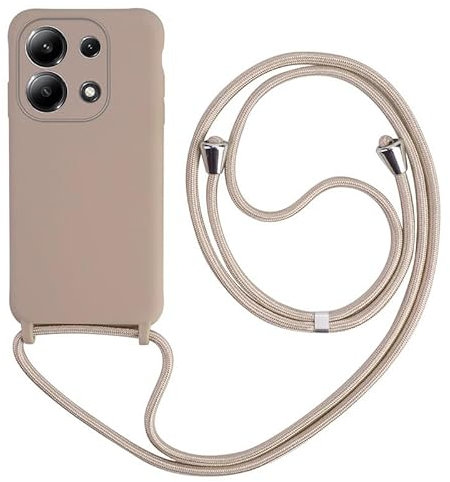 Keteen Coque Silicone Liquide Bumper Housse pour Xiaomi Redmi Note 13 Pro 5G /Poco X6 5G, Or Rose, Tour de Cou avec Cordon Réglable, Antichoc, Silicone Polycarbonate