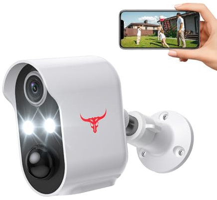 SUNNYJANE Security Cameras Wireless Outdoor, 1080P Battery Power WiFi Surveillance, Indoor Home Camera with 2-Way Audio, Smart AI Human Detection, Color Night Vision, Cloud Storage (2 spotlights)
