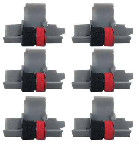 Convenient Pack of 6 IR40T Calculator Ink Rollers, Black and Red, Compatible with für Sanyo, für Seiko, and für Sears