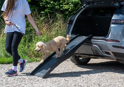 Pet Dog Ramp, Black Portable Folding Access Ramp for Dogs with Non Slip Surface for Cars and Trucks