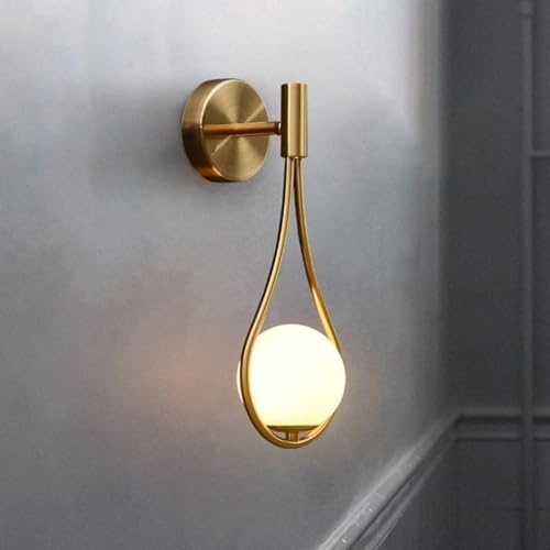 Hobaca G9 Glaskugel LED Wandleuchte Innen, Moderne Industrieleuchte, Wandleuchte Gold, Retro Wandlampe mit Glasglobe für Schlafzimmer, Wohnzimmer & Badezimmer