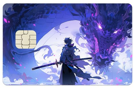 Anime Dragon Samurai, Anime Kreditkarten Aufkleber, EC Karten Aufkleber, Dragon Anime Credit Card Skin Cover Sticker (Large Chip)