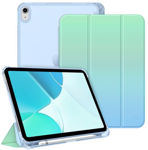 Fintie Funda para iPad 11ª Generación 2025 de 11 Pulgadas (Chip A16), iPad 10ª Generación de 10.9 Pulgadas (2022) - Funda Antichoque y Soporte para Lápiz, Auto-Reposo/Activación,Verde-Azul Degradado