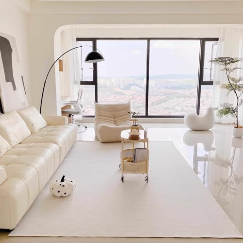 Tospass Wohnzimmer Teppich 160x230 cm Modern Flauschig Kurzflor Beige Teppich Skandinavischer Stil Anti-Rutsch Unterseite, Waschbar bis 30 Grad, Vier-Jahreszeiten-Teppich