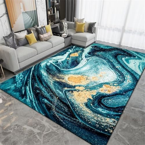 RUGMRZ Sofa Teppiche 250x300CM mädchen Teppich kinderzimmer Schlafzimmers Kinderteppich Blau Pflegeleichter Jungenteppich mit abstraktem Wirbelmuster